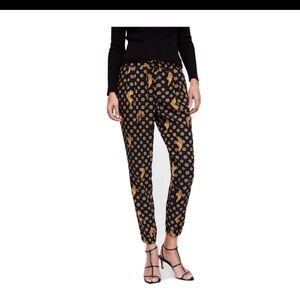 Zara Black and Gold Patterned Joggers